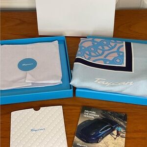 NEW Porche Taycan Blue 100% Silk Scarf